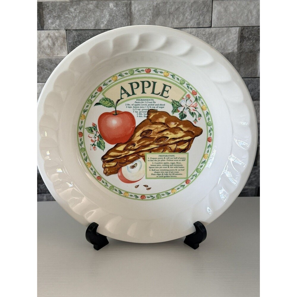 Vintage Ceramic Pan Plate Golden Pie Collection Himark apple pie recipe EUC